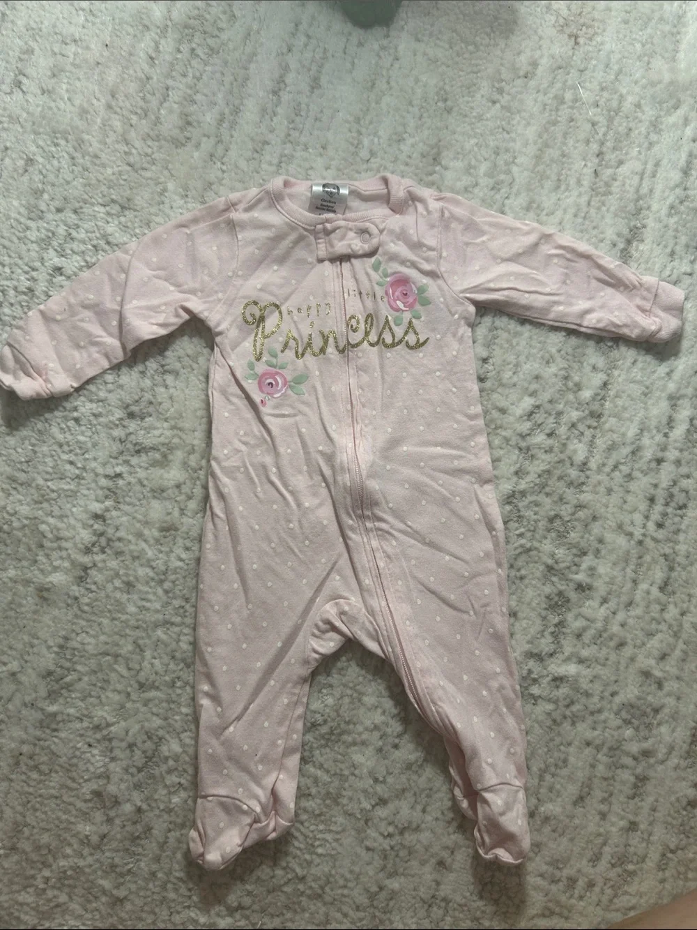 Baby Pink 'Princess' Footed One-Piece Sleeper
